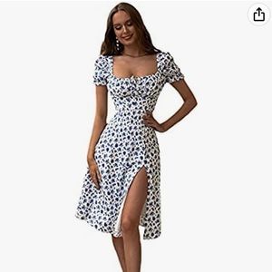 Women’s A-line Blue Floral Dress. Florence brand.